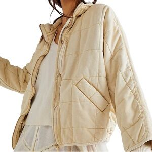 Free People Cream Quilted Jacket